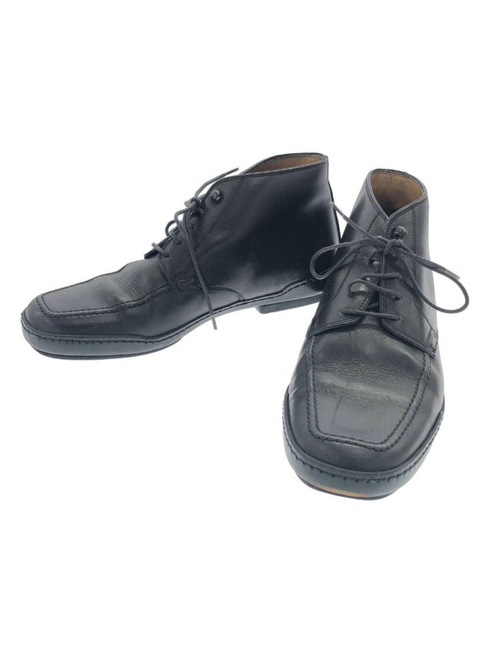 Louis Vuitton Square Toe Lace-up Leather Boots Black